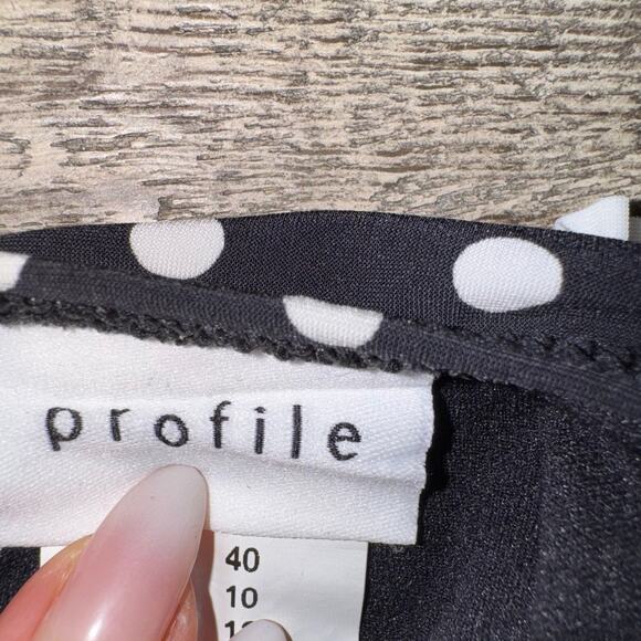 Gottex Profile Sz10 Bikini Bottoms Black Polka Dot Ruffle Retro Pinup Swimwear - Picture 4 of 5